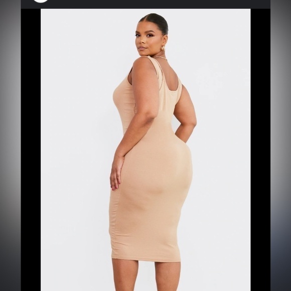 BNWT pretty little thing stone tie shoulder scoop neck jersey midi dress - Picture 3 of 6